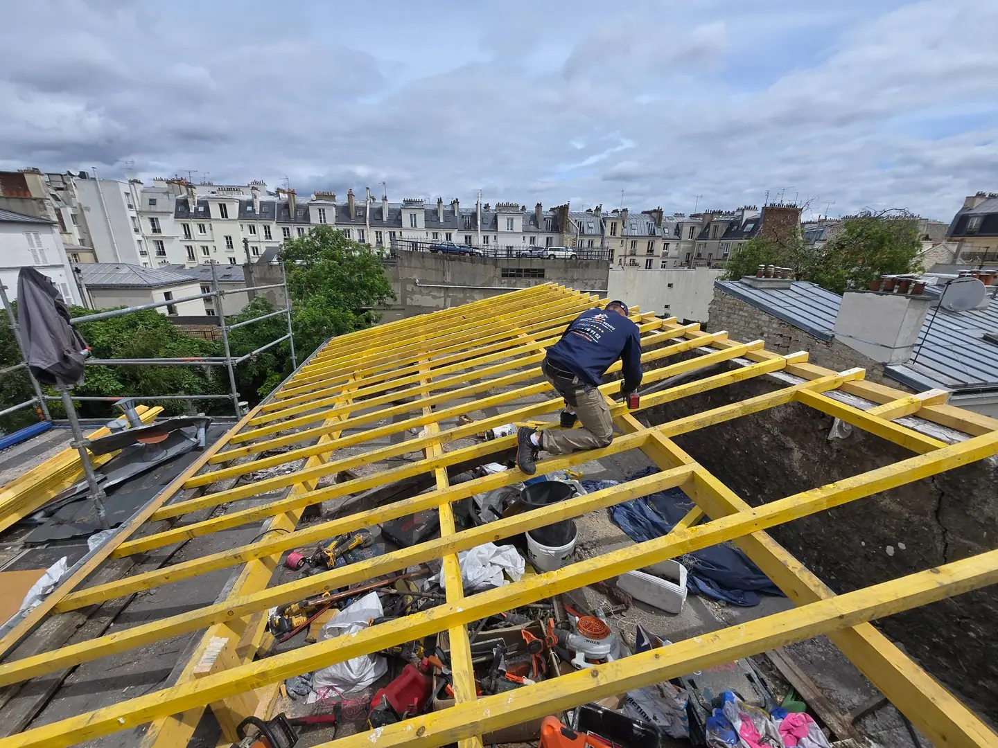 Reprise de structure bois — chantier de rénovation de toiture